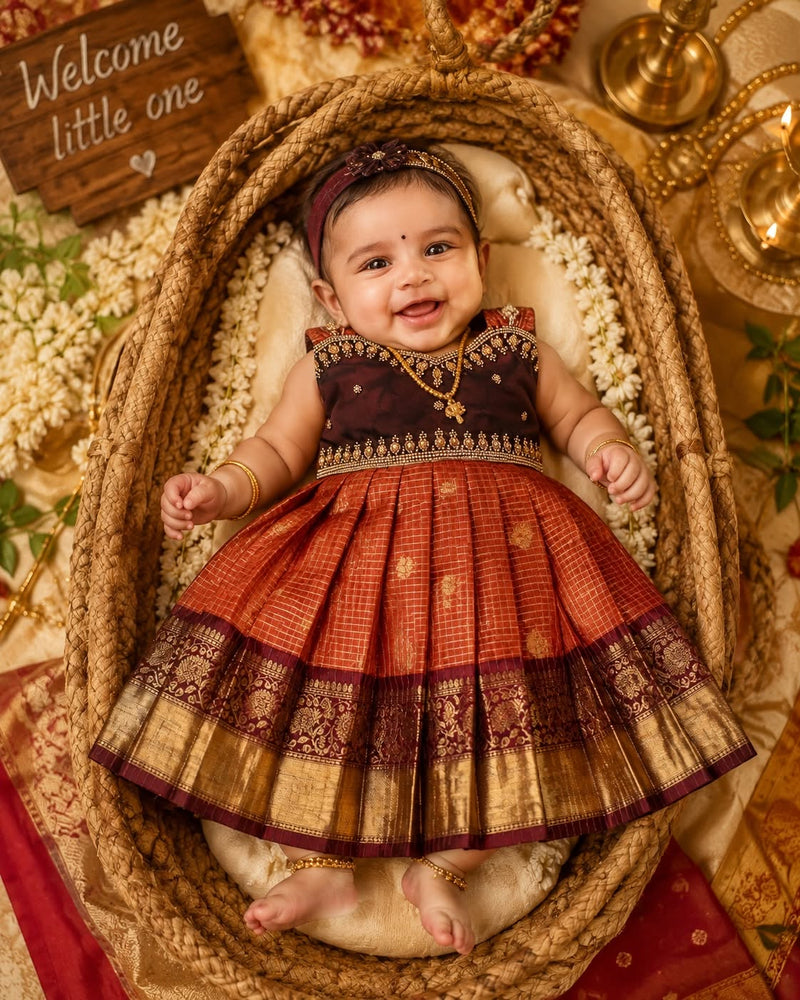 KANMANI - NEW BORN FESTIVE LAUNCH - Rust Orange and Coffee Brown