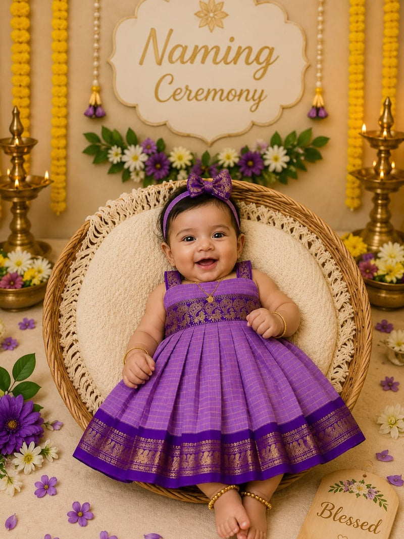 Kalyani Silk Cotton Frock - Lilac and Purple