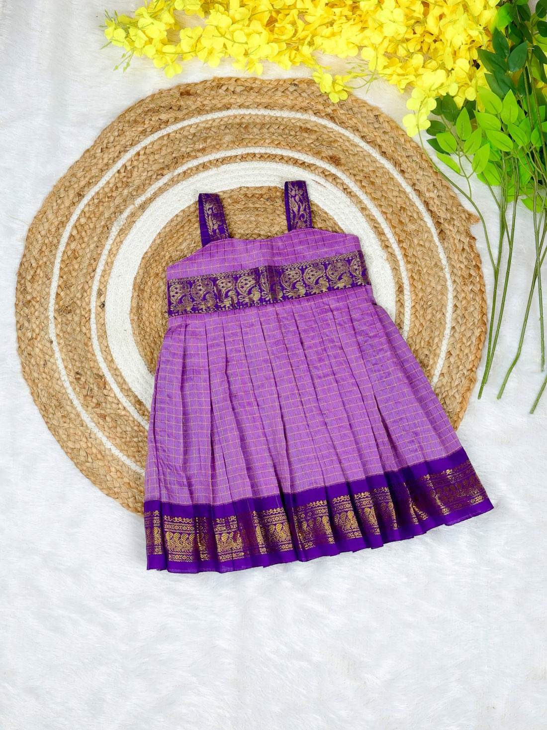 Kalyani Silk Cotton Frock - Lilac and Purple