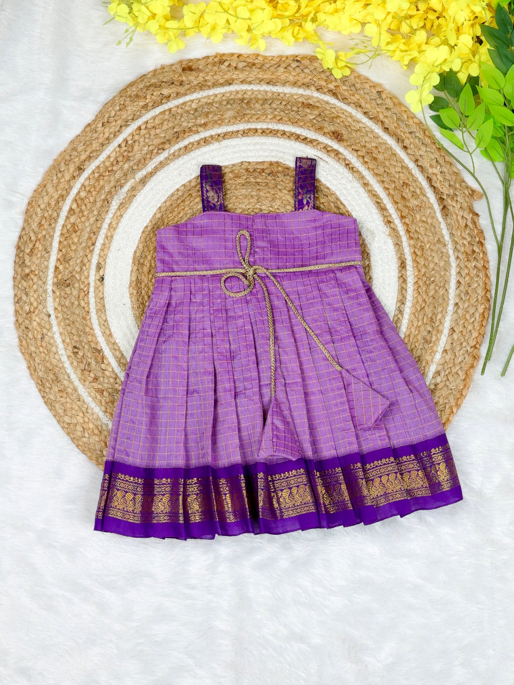 Kalyani Silk Cotton Frock - Lilac and Purple