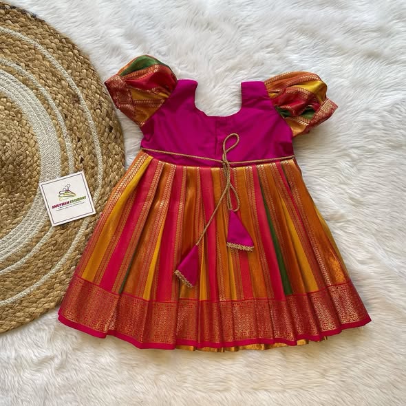 Multi Color Semi Kanchipattu Frock