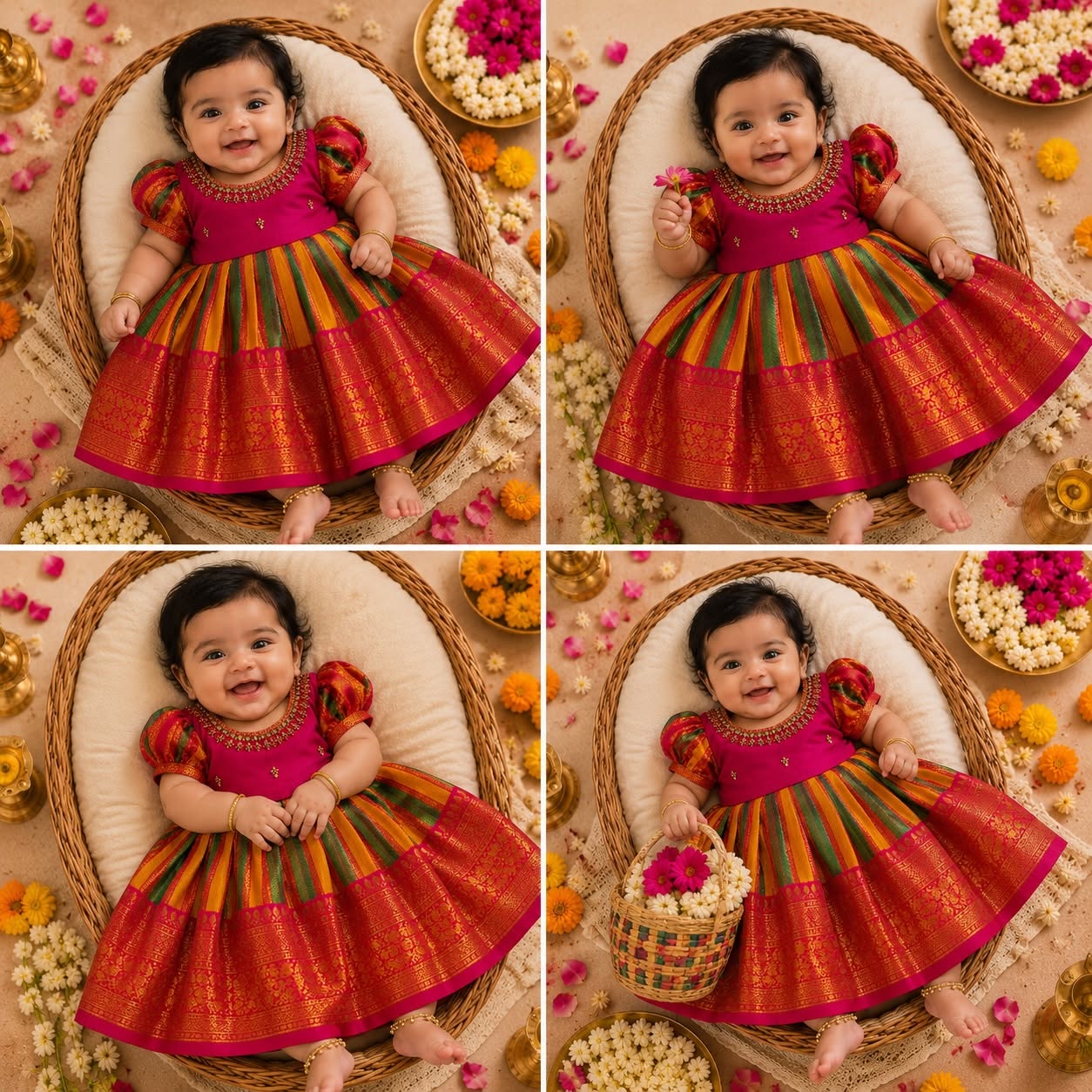 Multi Color Semi Kanchipattu Frock