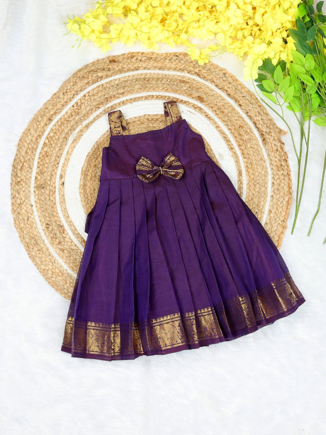 MEERA - Kanchi Cotton Frock in Dark Purple Color - Festive Launch for Your Little One