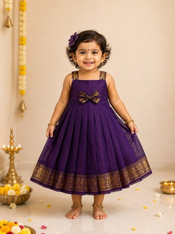 MEERA - Kanchi Cotton Frock in Dark Purple Color - Festive Launch for Your Little One