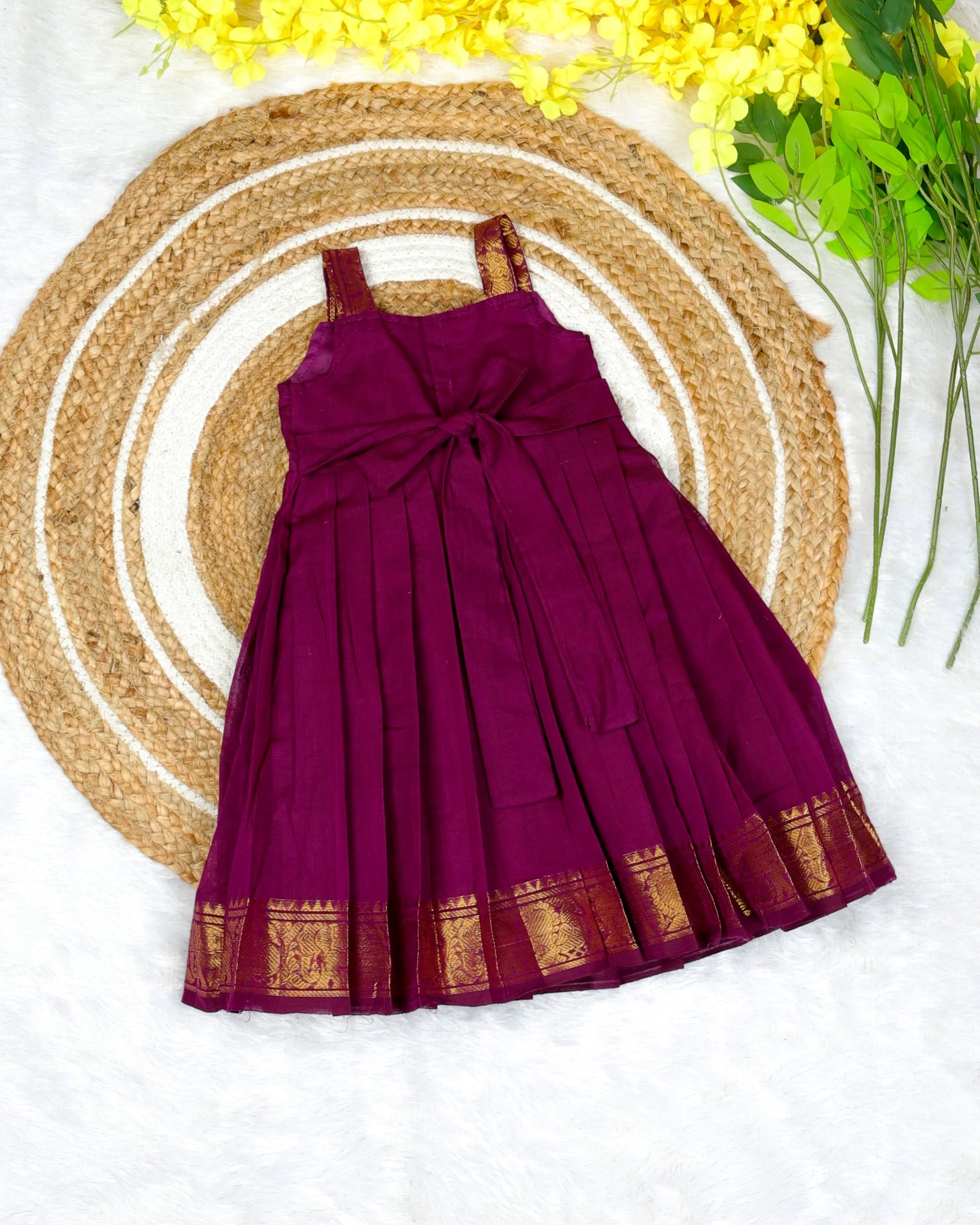 MEERA - Kanchi Cotton Frock in Jamun Color - Festive Launch for Your Little One