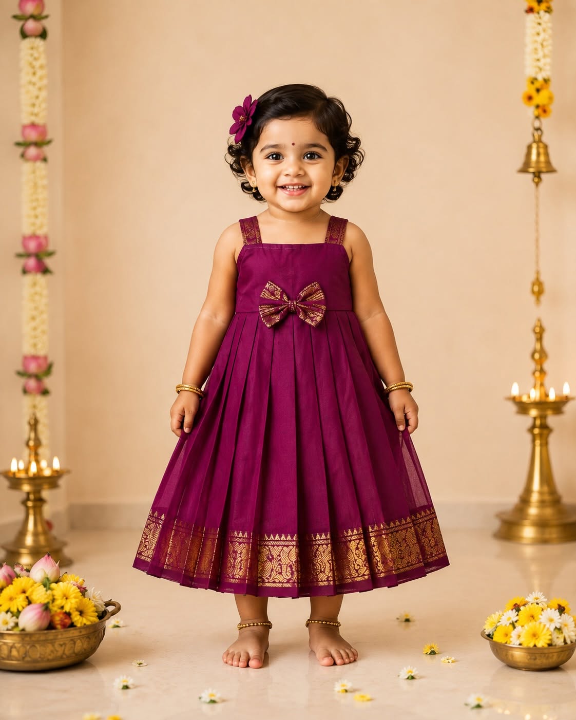 MEERA - Kanchi Cotton Frock in Jamun Color - Festive Launch for Your Little One