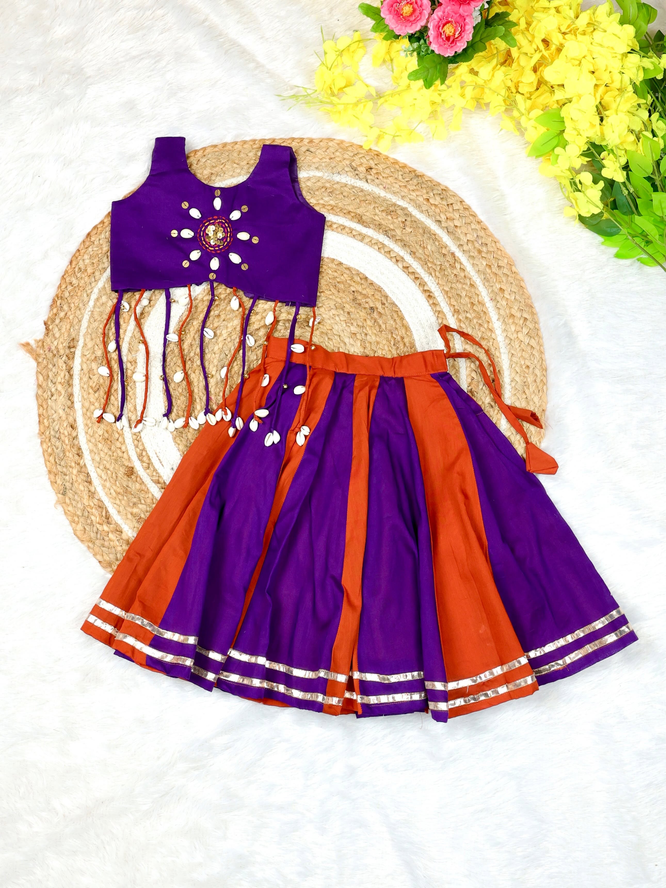 Navaratri Special Garba Collection - Voilet and Brick Combo