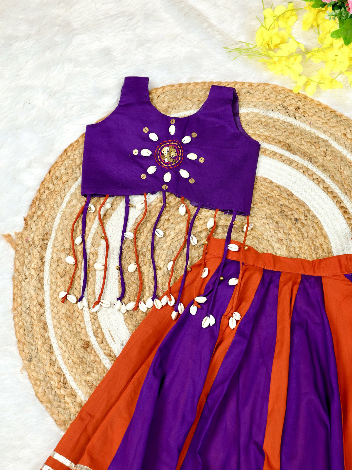 Navaratri Special Garba Collection - Voilet and Brick Combo