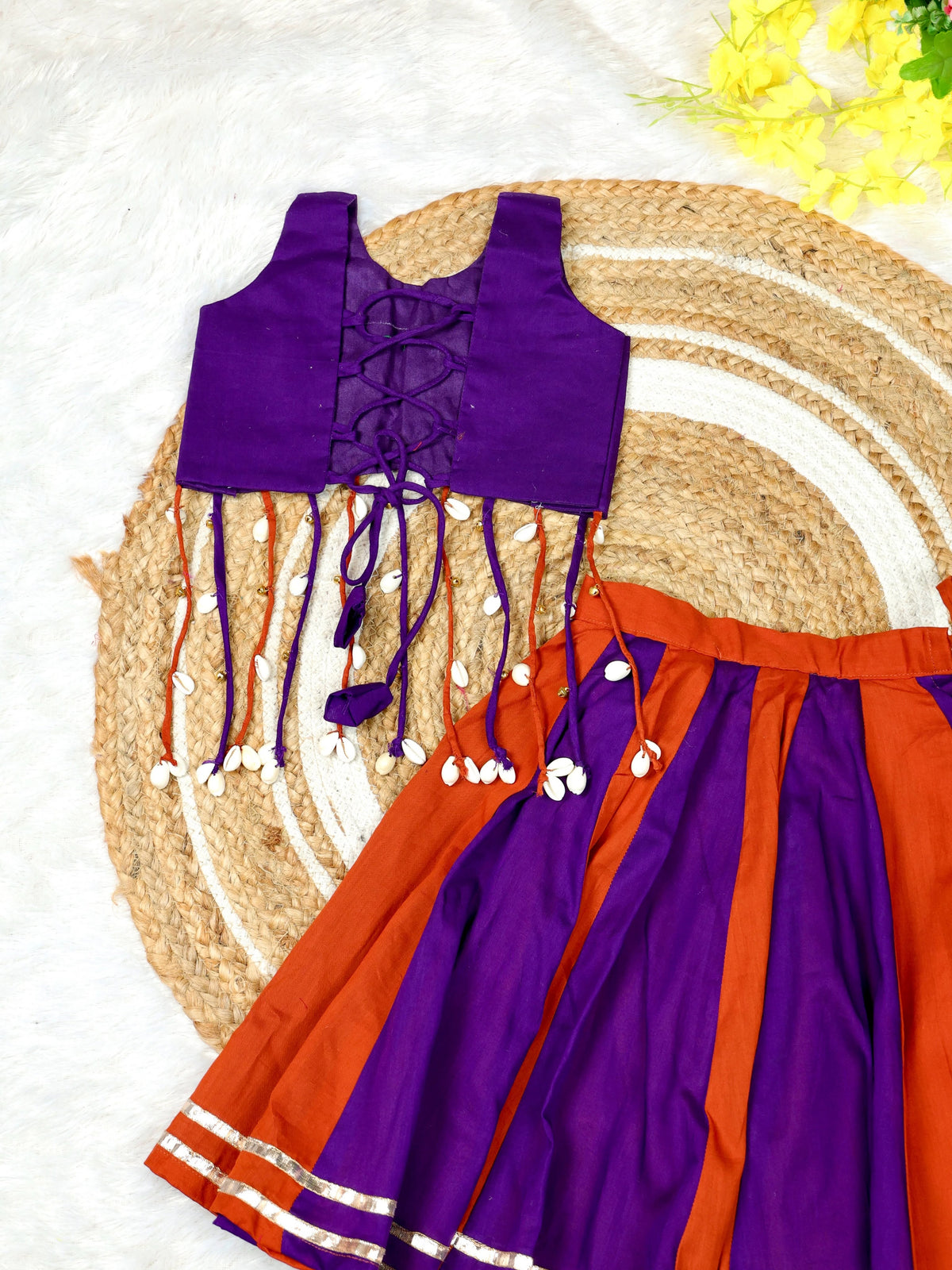 Navaratri Special Garba Collection - Voilet and Brick Combo