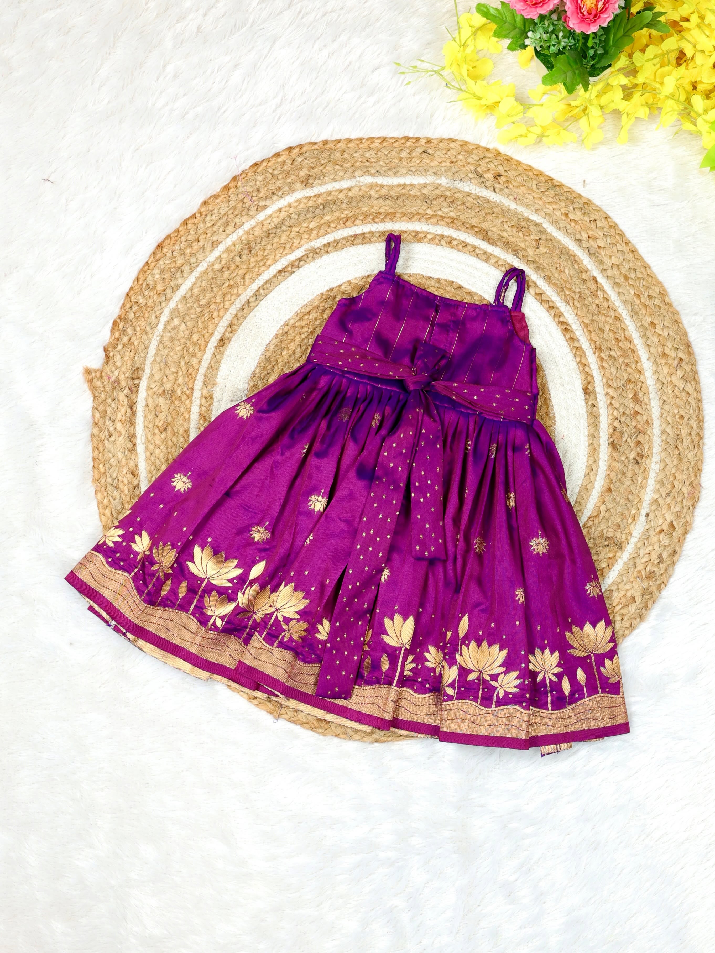 TEJU – Paithani Silk Frock - Purple Color