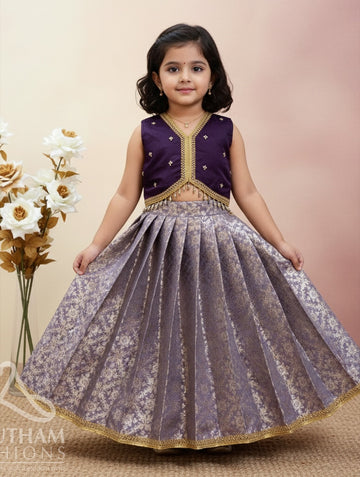 Lilac Color Premium Banarasi Skirt and Purple Top