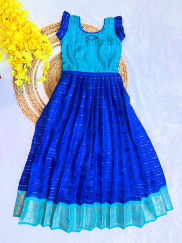 Navy Blue with Light Blue Combo Soft and Premium silk frock