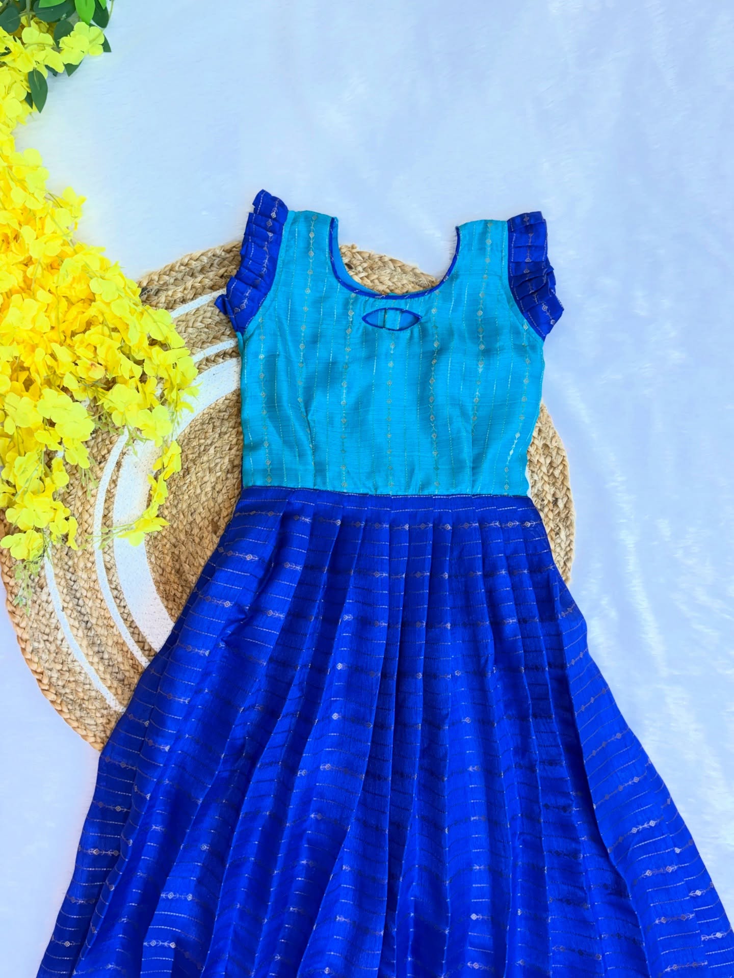 Navy Blue with Light Blue Combo Soft and Premium silk frock