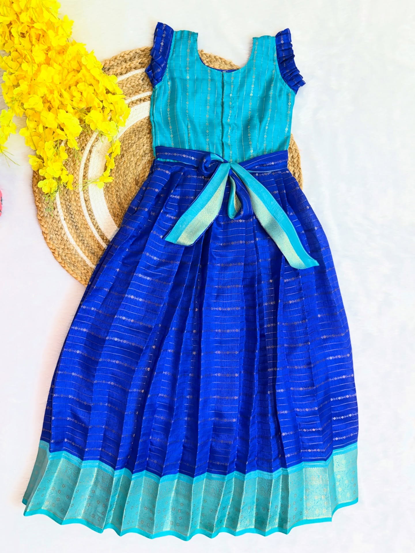 Navy Blue with Light Blue Combo Soft and Premium silk frock