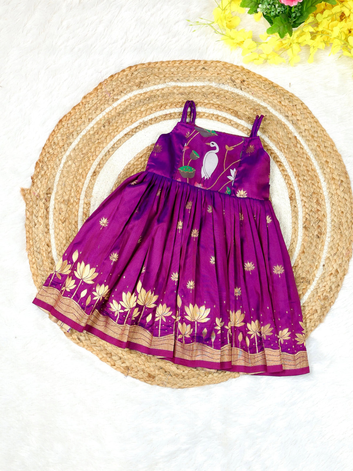 TEJU – Paithani Silk Frock - Purple Color