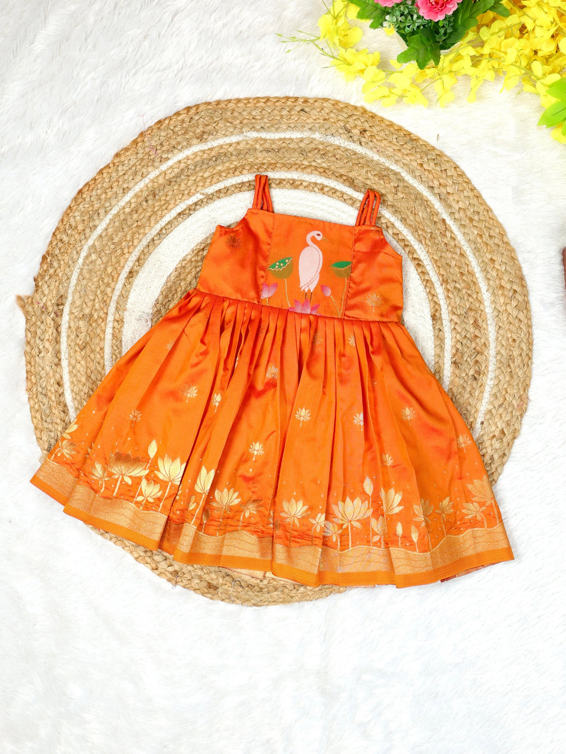 TEJU – Paithani Silk Frock - Orange Color