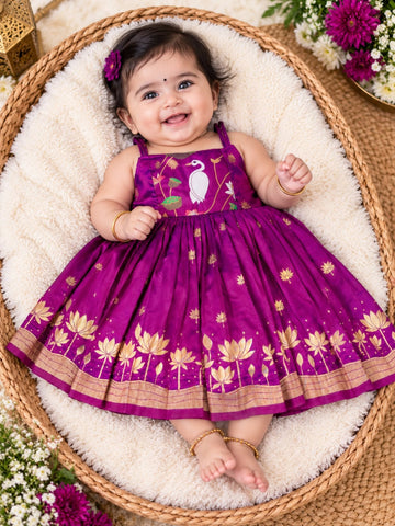 TEJU – Paithani Silk Frock - Purple Color
