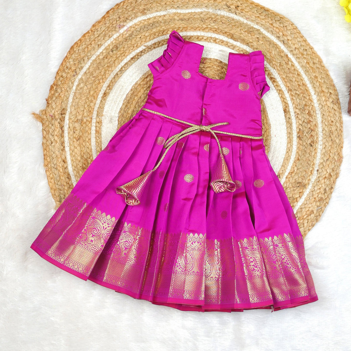 NARUVI - Roja Pink Banarasi Silk Frock