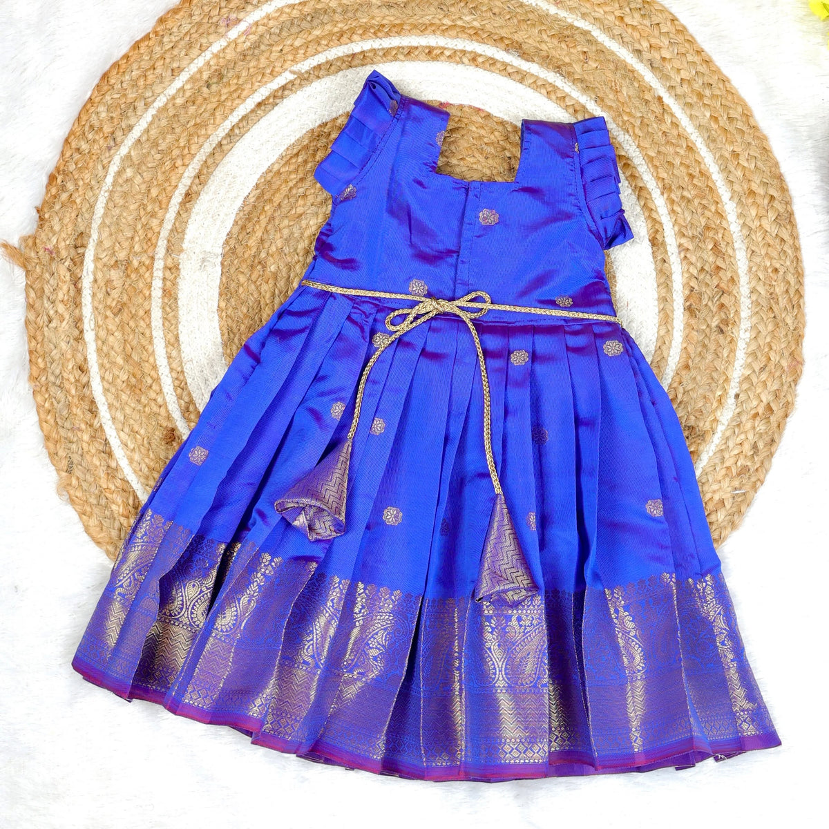 NARUVI - Blue Banarasi Silk Frock