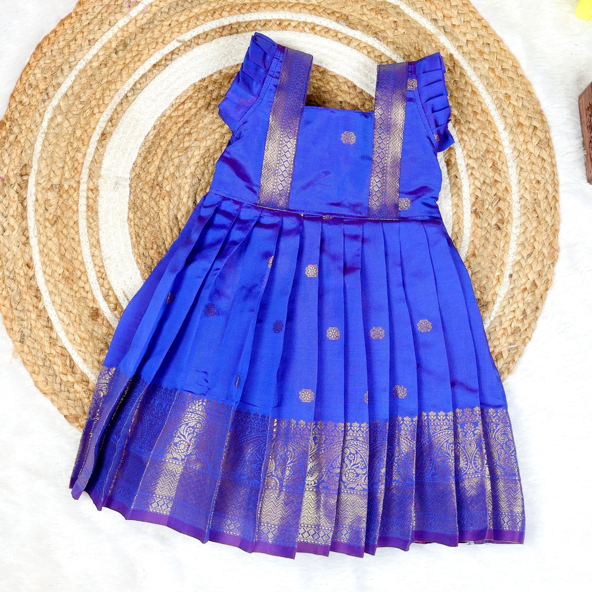 NARUVI - Blue Banarasi Silk Frock