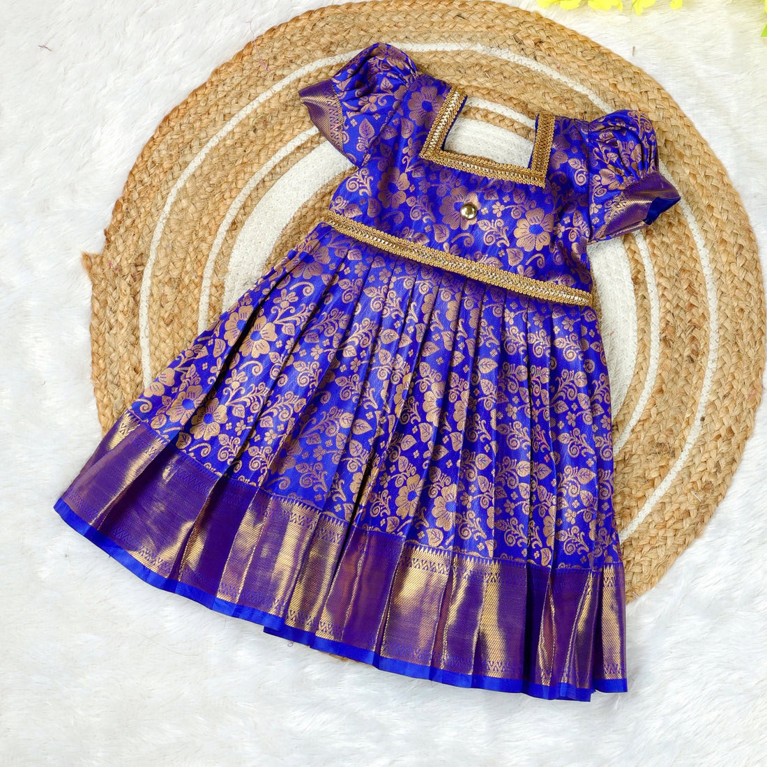 NEELI - BLUE SEMI KANCHIPATTU FROCK
