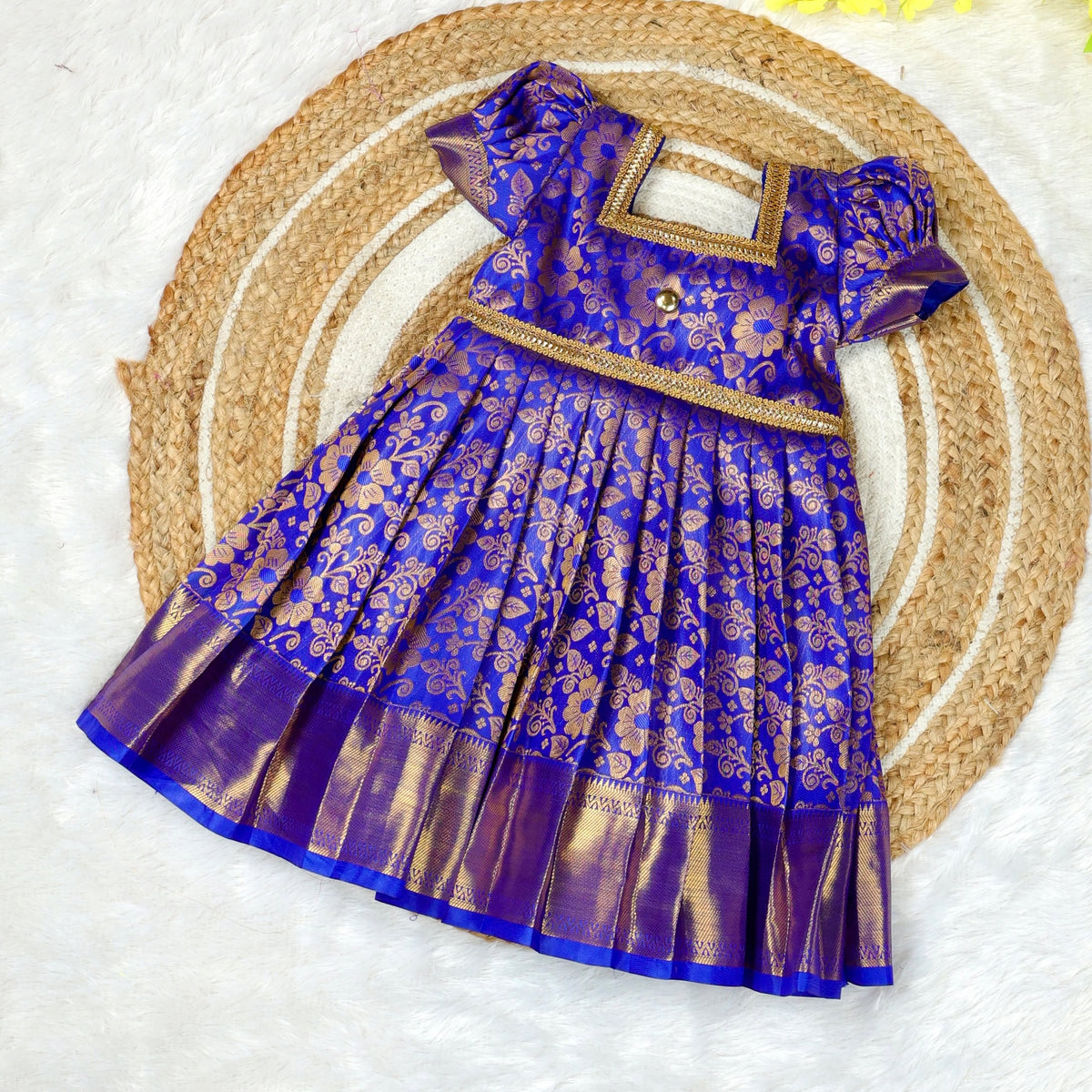 NEELI - BLUE SEMI KANCHIPATTU FROCK