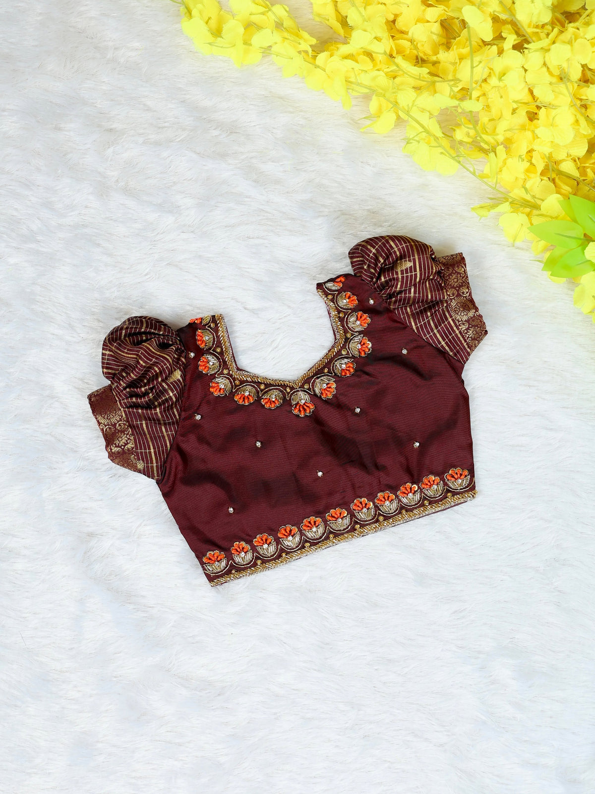 AATHIRAI - A rich maroon & gold traditional dress crafted for those beautiful festive moments
