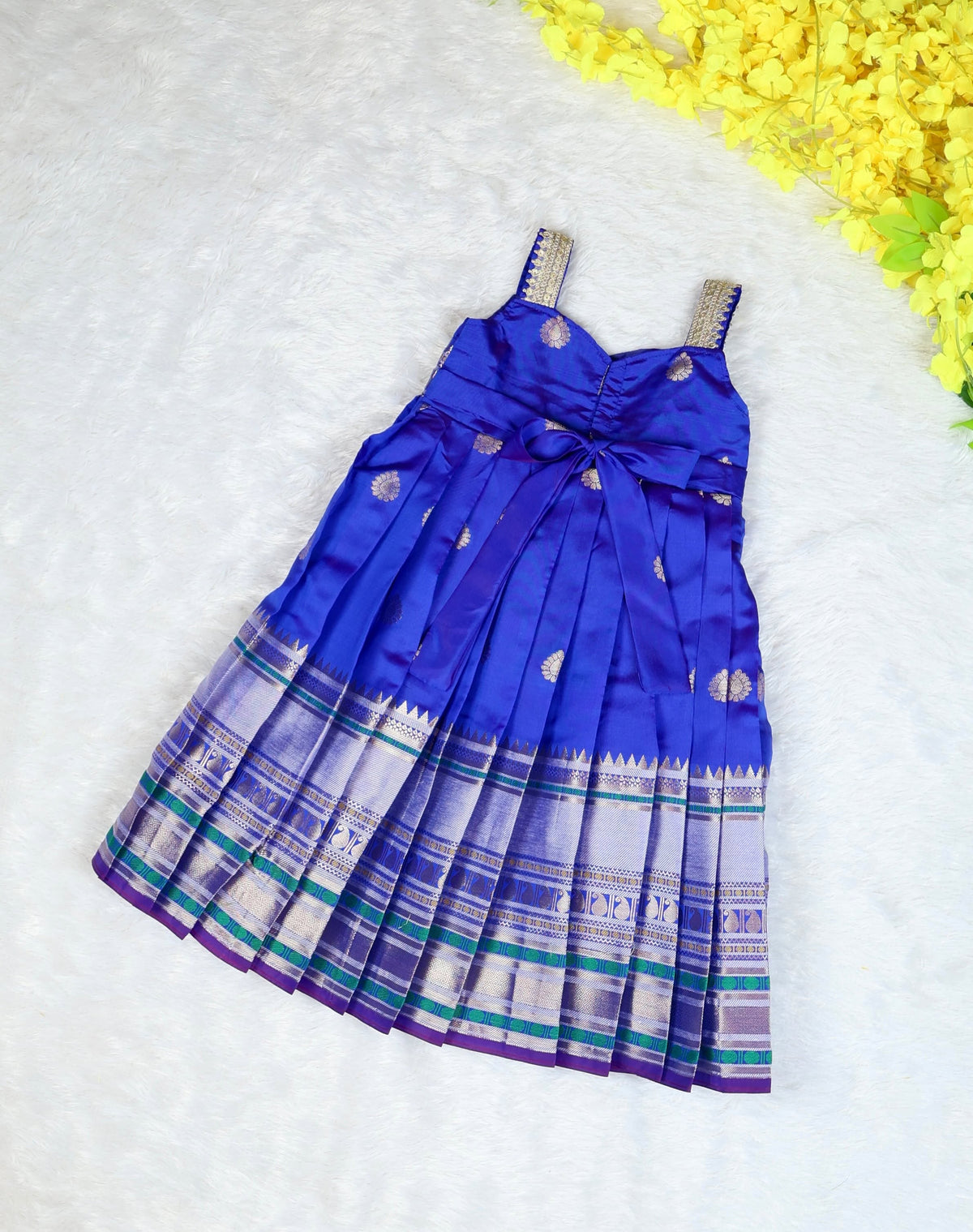 ADITI - Royal Blue Elegance Banarasi Silk Frock
