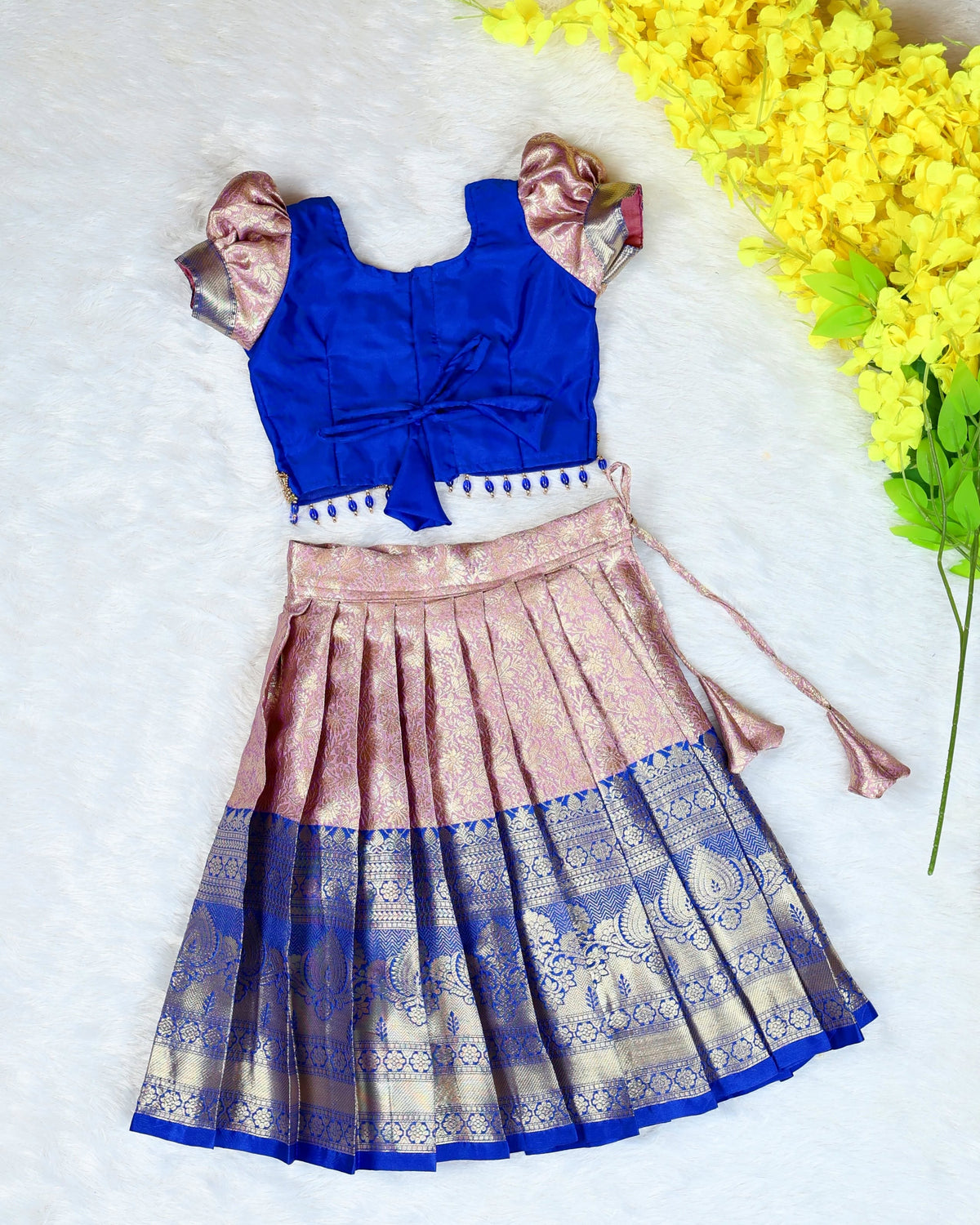 NILANI - Royal Blue & Lavender Premium Banarasi Pattu Paavadai