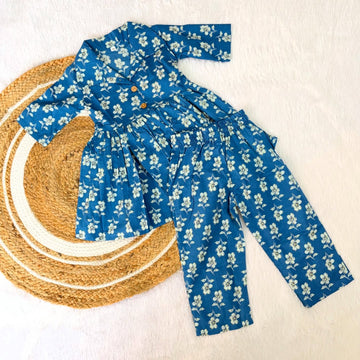 Light Blue -  Jaipur Cotton Co-ord Sets for Kids