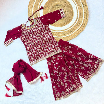 Dark Pink Palazzo Set for Kids – A Perfect Blend of Comfort and Celebration
