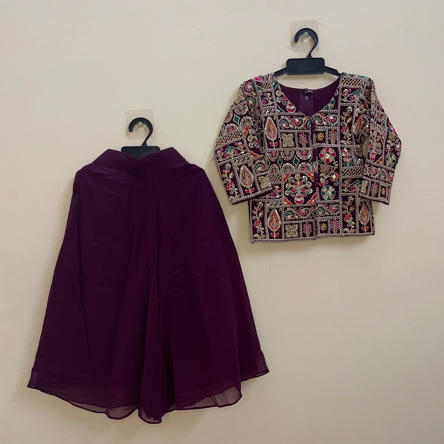 Dark Purple Palazzo Set for Kids – Festive Elegance with Comfort