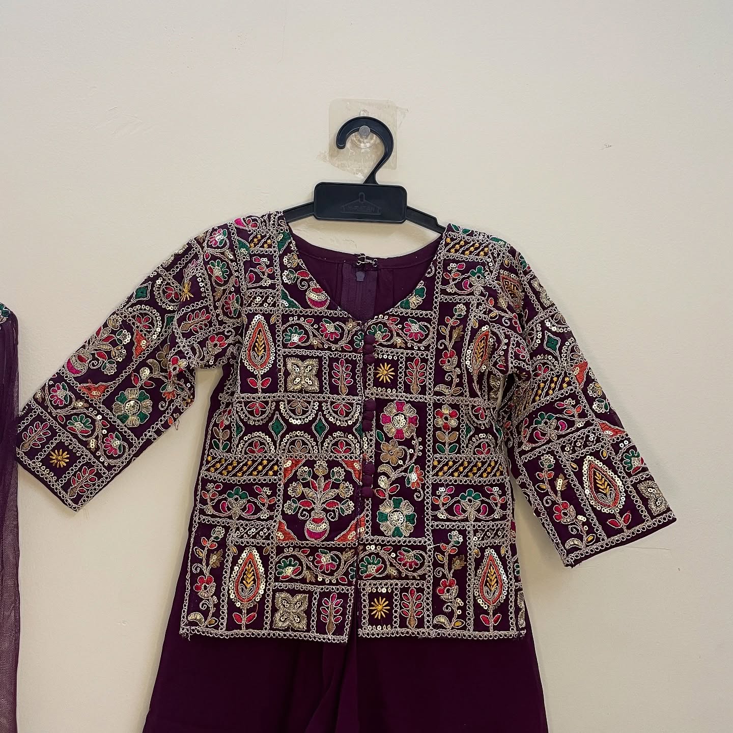 Dark Purple Palazzo Set for Kids – Festive Elegance with Comfort