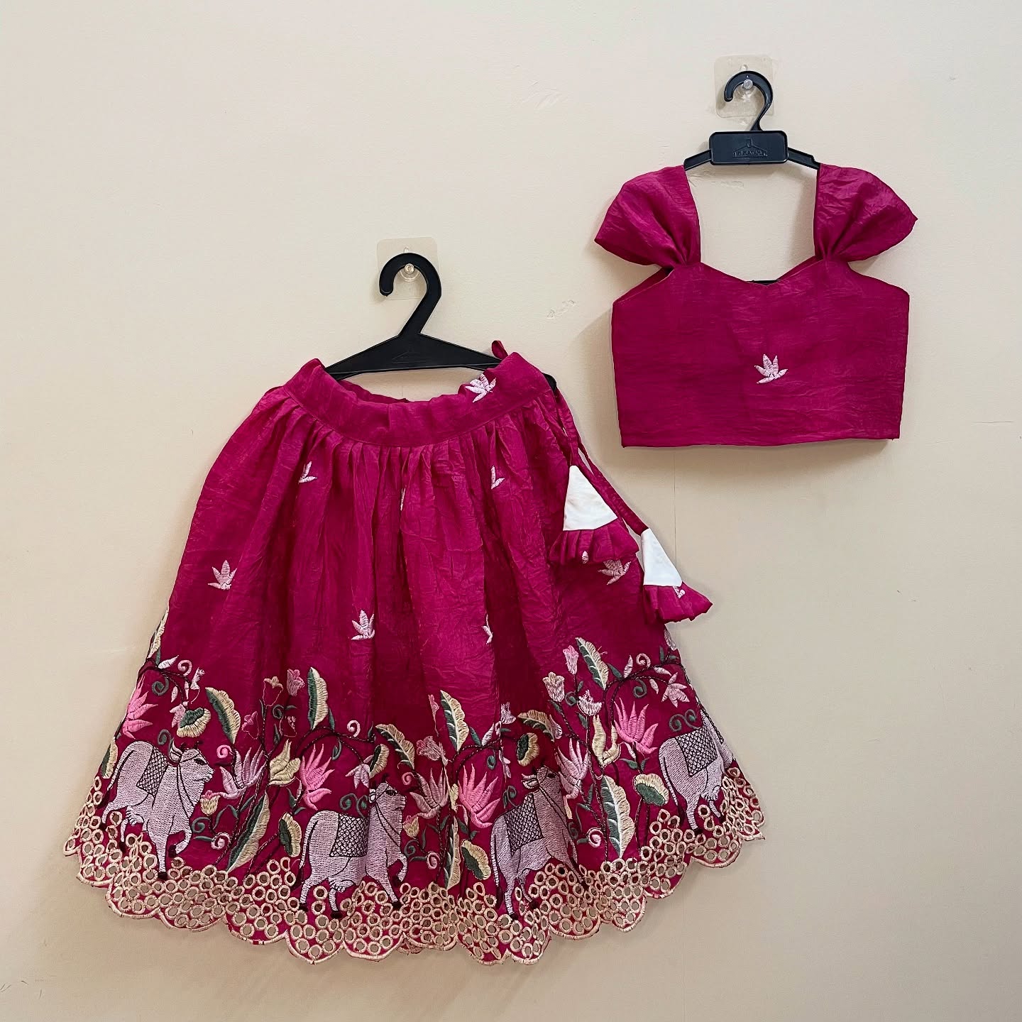 Royal Pink Embroidery Lehenga Set - Soft Organza Fabric