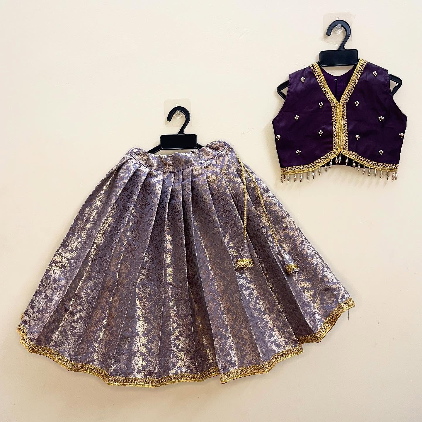 Lilac Color Premium Banarasi Skirt and Purple Top