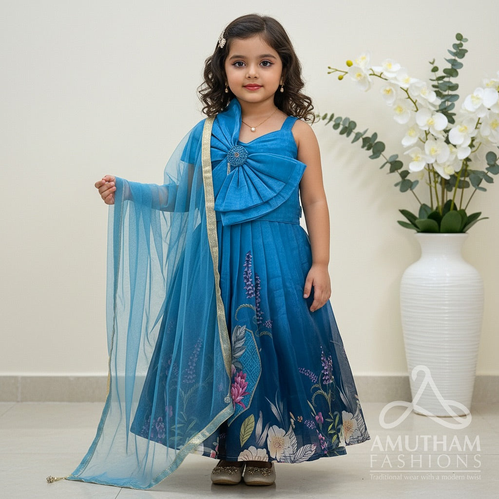 Light Blue Flowy Organza Lehenga Set, a perfect blend of dreamy charm and festive sophistication