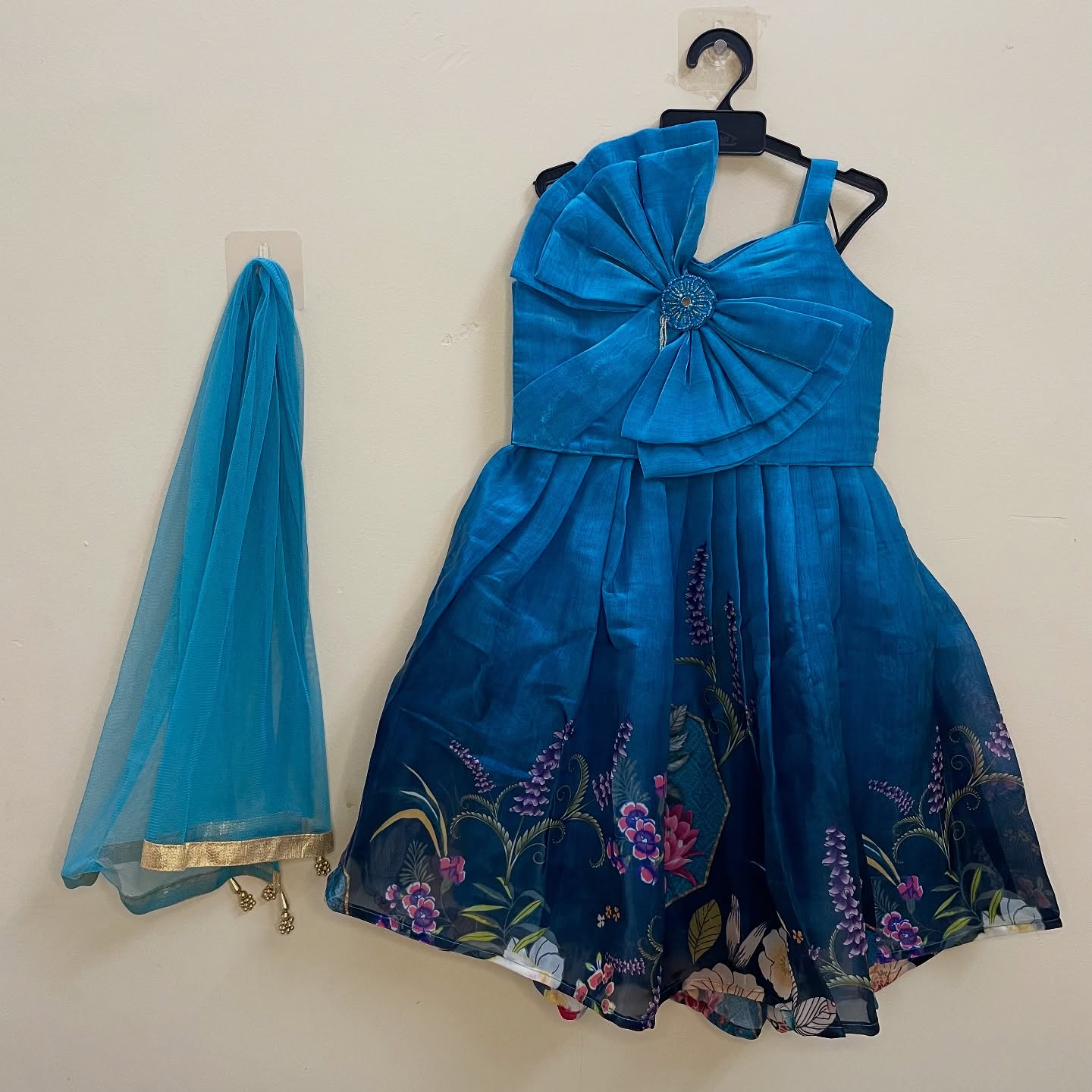 Light Blue Flowy Organza Lehenga Set, a perfect blend of dreamy charm and festive sophistication