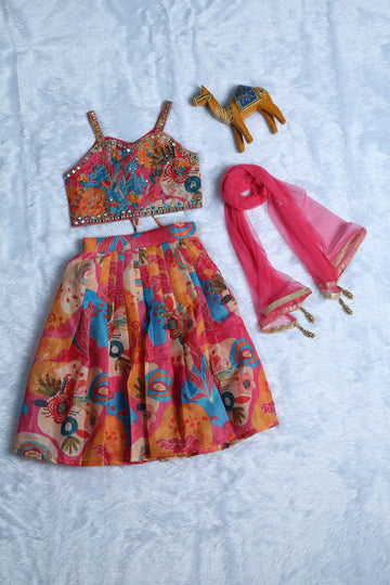 Pink Embroidery Lehenga Set