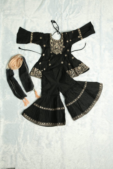 Black Embroidery Kurti Top and Palazzo Pant