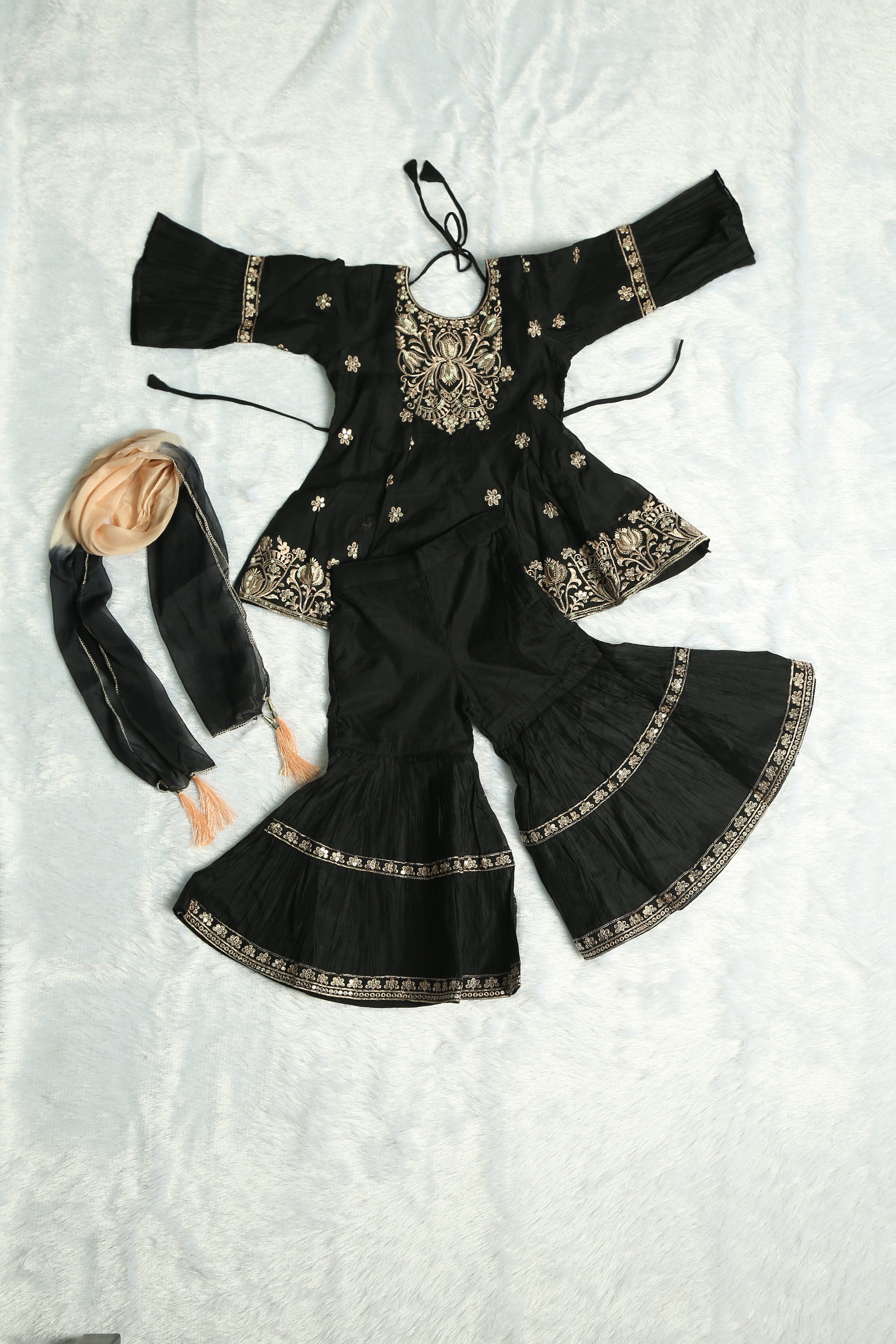 Black Embroidery Kurti Top and Palazzo Pant