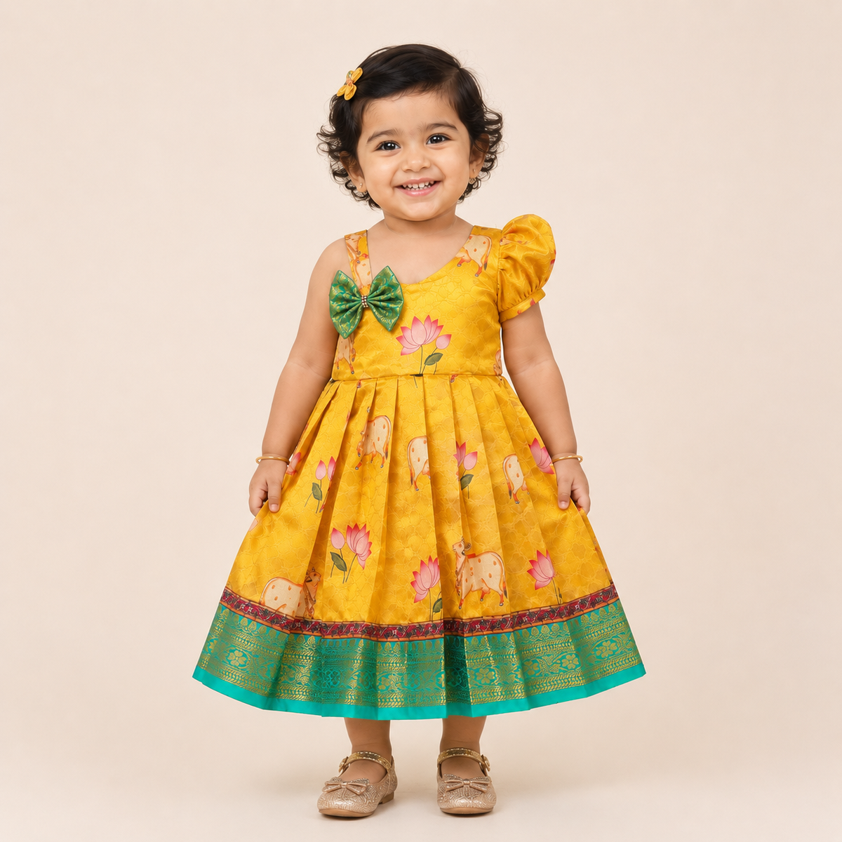 Yellow Pichwai Silk Frock