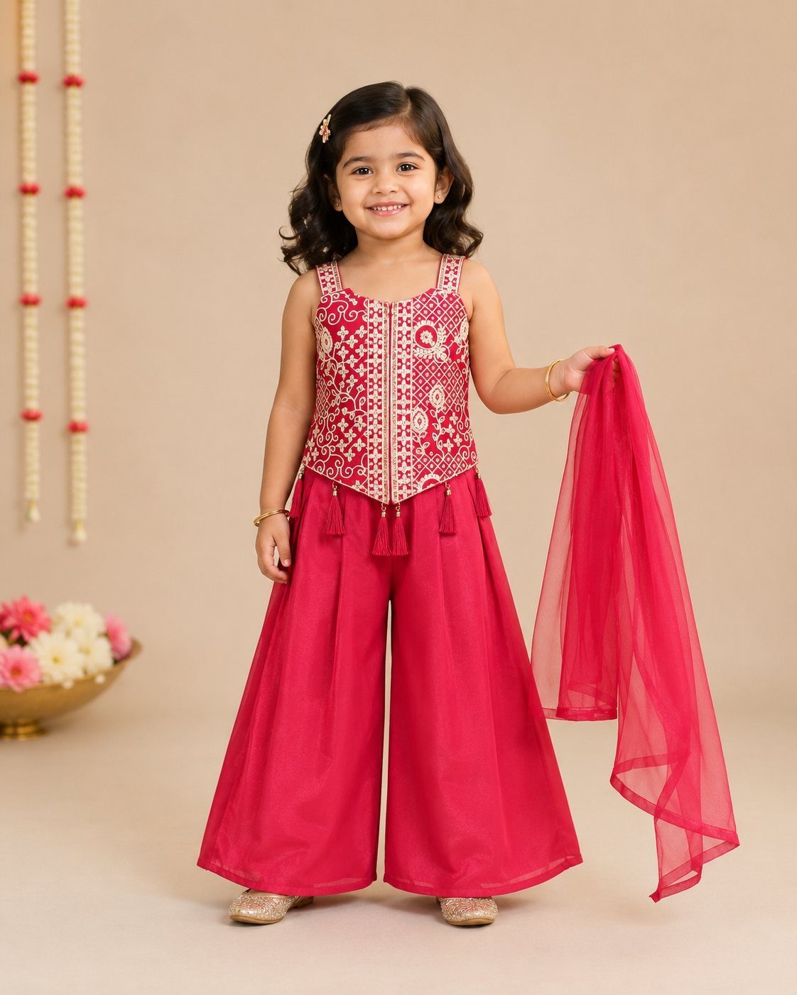 Rani Pink Palazzo Pant and  Top
