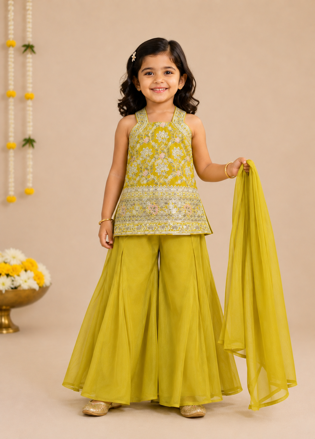 Sheen Green Palazzo Pant and Top
