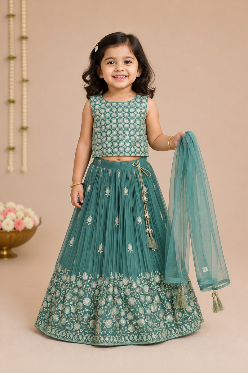 Teal Blue Festival Grand Lehenga Set