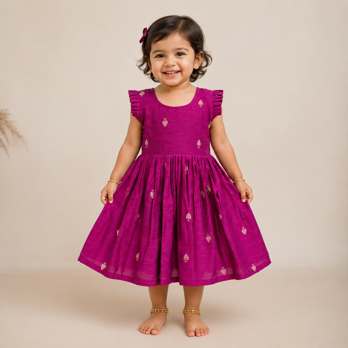 Pink Luxurious Raw Silk Frock
