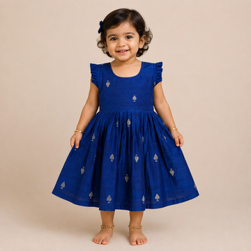 Blue Luxurious Raw Silk Frock