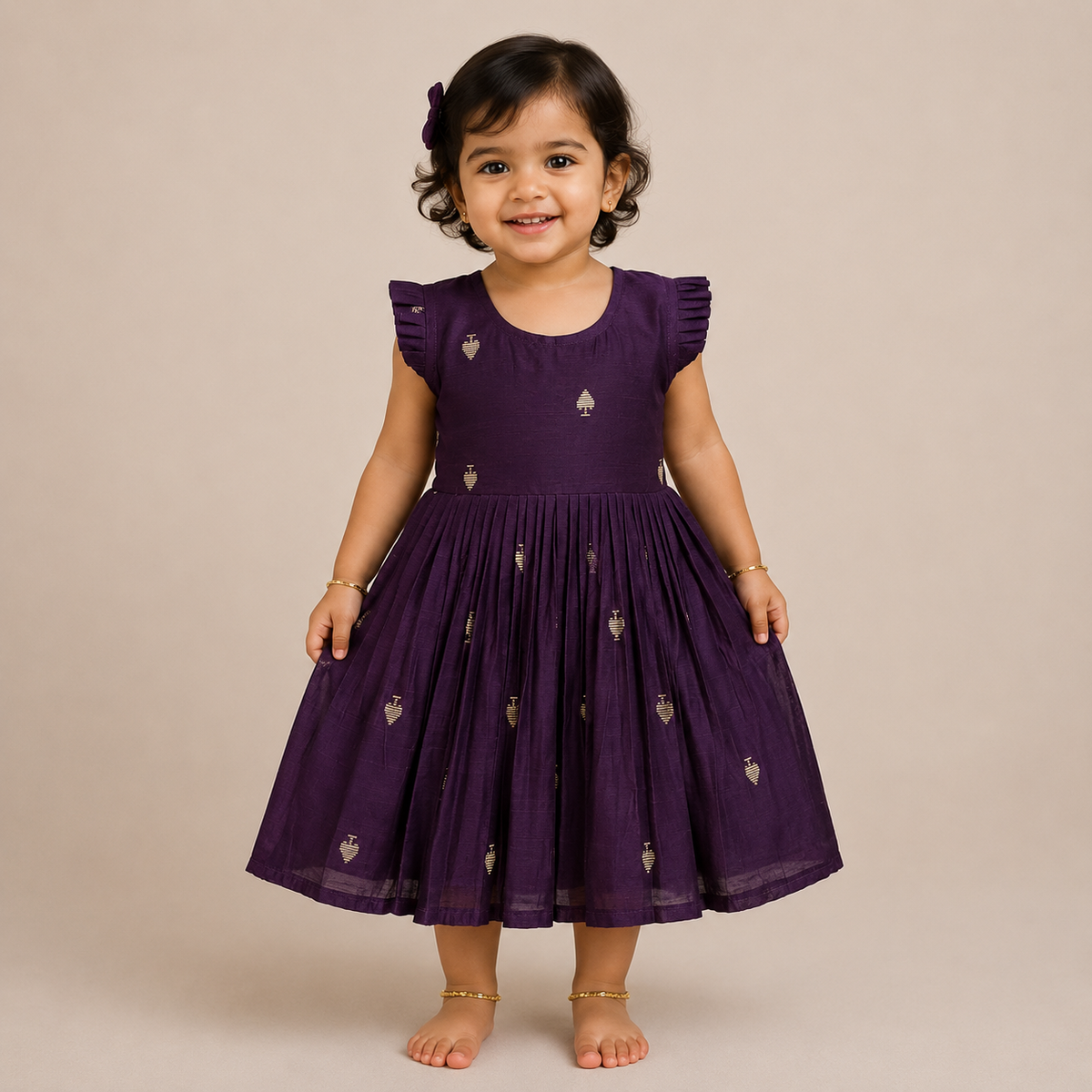 Purple Luxurious Raw Silk Frock