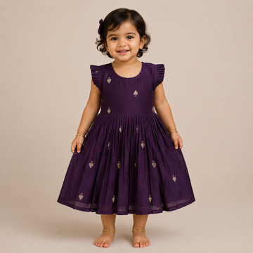 Purple Luxurious Raw Silk Frock