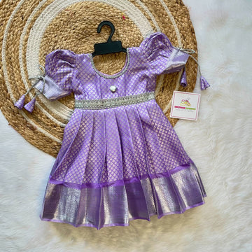 Lavender Semi Kanchipattu Frock