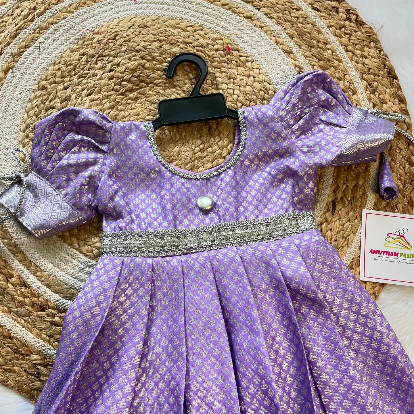 Lavender Semi Kanchipattu Frock